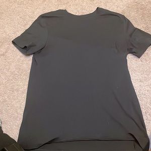 Solid black short sleeve cotton shirt